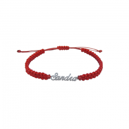 Bratari - Martisor Bratara snur rosu impletit manual personalizata nume Sandra argint 9425100 Dras