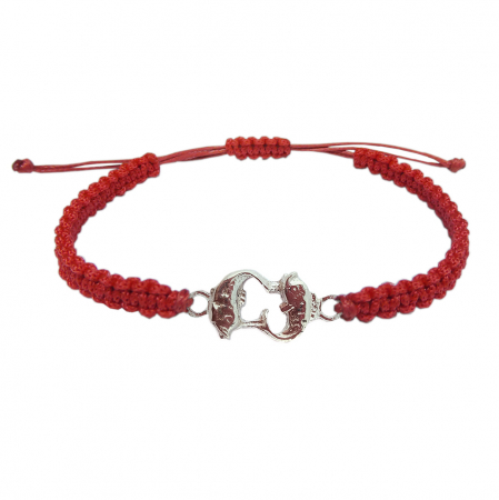 Bratari - Martisor Bratara snur rosu impletit manual personalizata zodie Pesti zodiac european argint 9245120 Dras