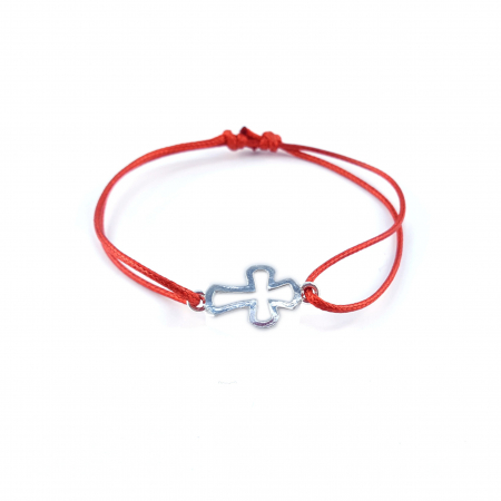 Bratari - Martisor Bratara snur rosu personalizata cruciulita argint 4521070 Dras