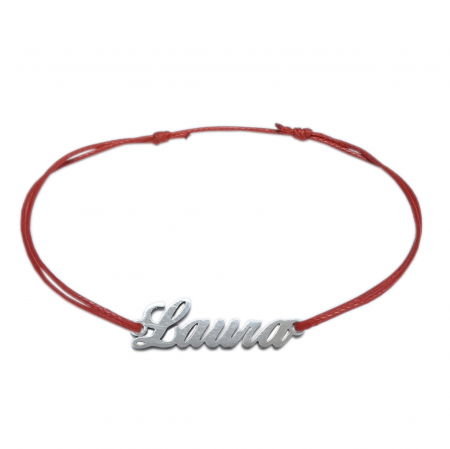 Bratari - Martisor Bratara snur rosu personalizata nume Laura argint 9443100 Dras