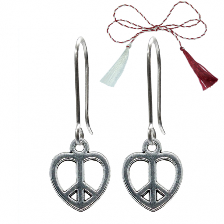 Cercei - Martisor Cercei argint Inimioara semnul pacii 9571250 Dras
