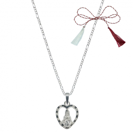 Lantisoare/coliere - Martisor Lantisor argint personalizat medalion Maica Domnului Inimioara argint 4227FIG380 Dras