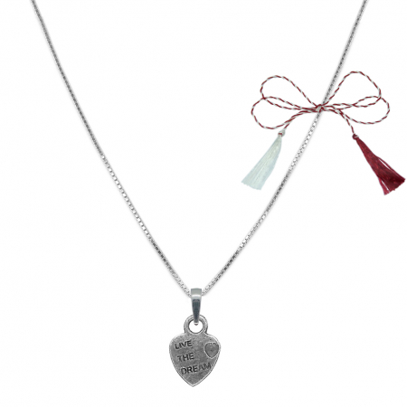 Lantisoare/coliere - Martisor Lantisor argint personalizat pandantiv Inimioara live the dream 9563VEN300 Dras