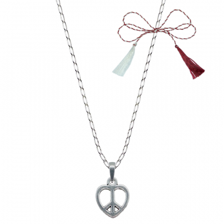Lantisoare/coliere - Martisor Lantisor argint personalizat pandantiv Inimioara semnul pacii 9571FIG01270 Dras