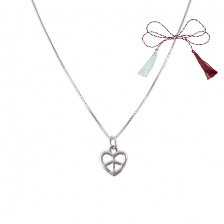 Lantisoare/coliere - Martisor Lantisor argint personalizat pandantiv Inimioara Semnul pacii argint 9261VEN290 Dras