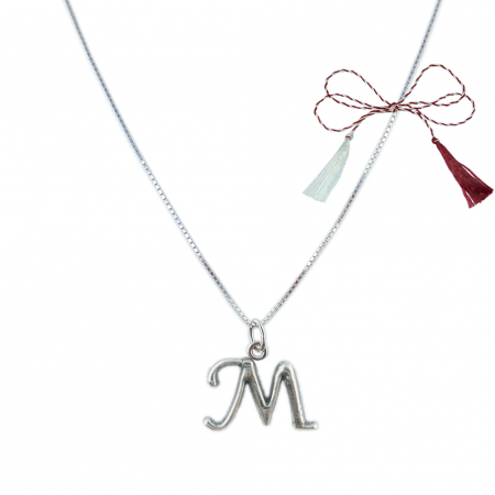 Lantisoare/coliere - Martisor Lantisor argint personalizat pandantiv Litera M argint 9256VEN260 Dras