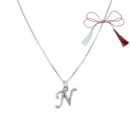 Lantisoare/coliere - Martisor Lantisor argint personalizat pandantiv Litera N argint 9225VEN260 Dras