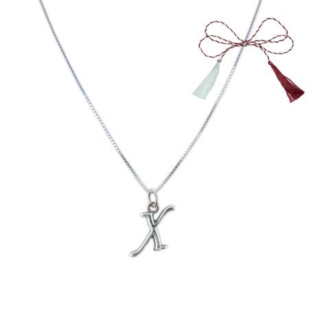 Lantisoare/coliere - Martisor Lantisor argint personalizat pandantiv Litera X argint 9233VEN260 Dras