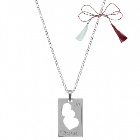 Lantisoare/coliere - Martisor Lantisor argint personalizat pandantiv Placuta Inimioare Je t'aime 7825FIG31660 Dras