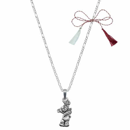 Lantisoare/coliere - Martisor Lantisor argint personalizat pandantiv Ursulet floare 9561FIG31360 Dras