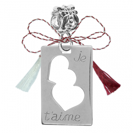 Pandantive - Martisor Pandantiv argint Placuta Inimioare Je t'aime 7825455 Dras