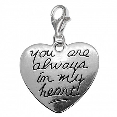 Cu inimioare - Pandantiv argint carabina Inimioara you are always in my heart 9567500 Dras