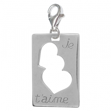 Cu inimioare - Pandantiv argint carabina Placuta Inimioare Je t'aime 7825500 Dras