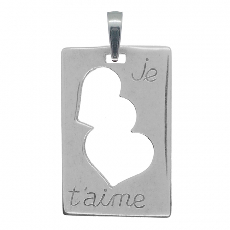 Cu inimioare - Pandantiv argint Placuta Inimioare Je t'aime 7825455 Dras