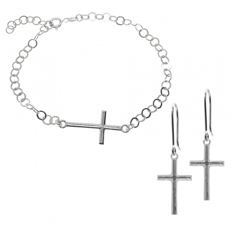 Set bratara si cercei din argint: - Set bratara cercei argint Cruciulita 4204680 Dras