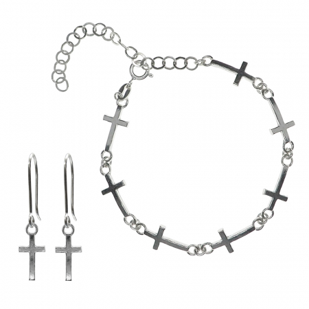 Set bratara si cercei din argint: - Set bratara cercei argint Cruciulita 9354830 Dras