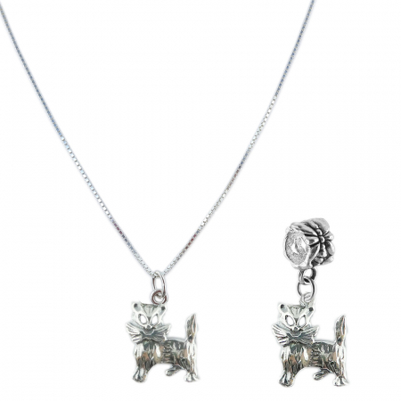 Set lantisor si charm din argint: - Set: Lantisor argint pandantiv Pisica + Charm argint Pisica 6211425 Dras