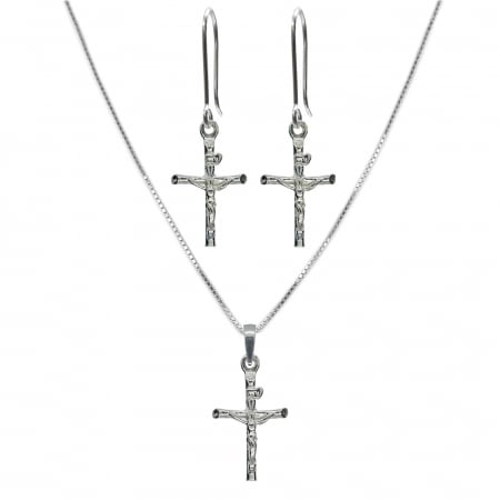 Set lantisor si cercei din argint: - Set lantisor cercei argint Cruciulita 4139640 Dras