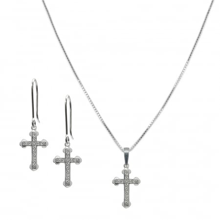 Set lantisor si cercei din argint: - Set lantisor cercei argint Cruciulita 4183595 Dras