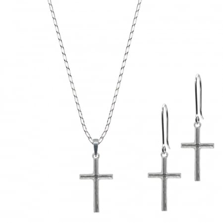 Set lantisor si cercei din argint: - Set lantisor cercei argint Cruciulita 4204670 Dras