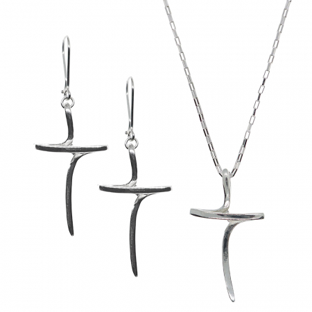 Set lantisor, bratara si cercei din argint: - Set lantisor cercei argint Cruciulita 42331740 Dras