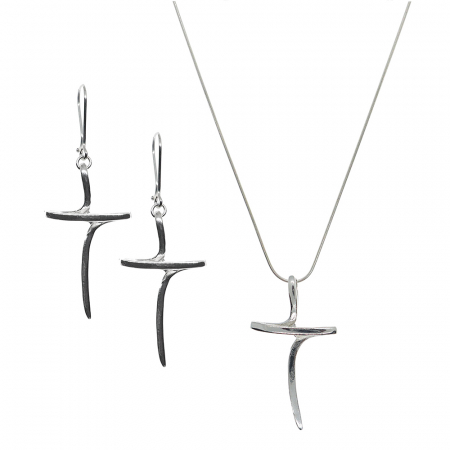 Set lantisor, bratara si cercei din argint: - Set lantisor cercei argint Cruciulita 42331780 Dras