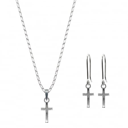 Set lantisor si cercei din argint: - Set lantisor cercei argint Cruciulita 9354480 Dras