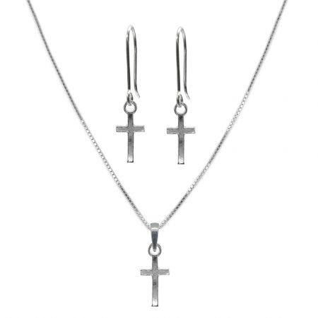 Set bratara si cercei din argint: - Set lantisor cercei argint Cruciulita 9354550 Dras