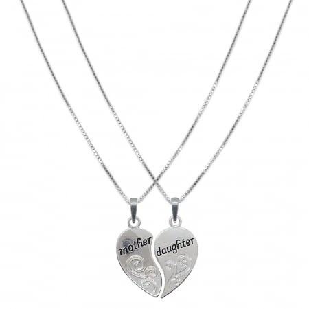 Set lantisoare din argint: - Set Mama fiica Lantisor argint personalizat pandantiv Inimioara mother-daughter 10199VEN880 Dras