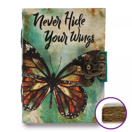 Jurnal din piele Never Hide Your Wings cu pagini din hartie handmade [0]