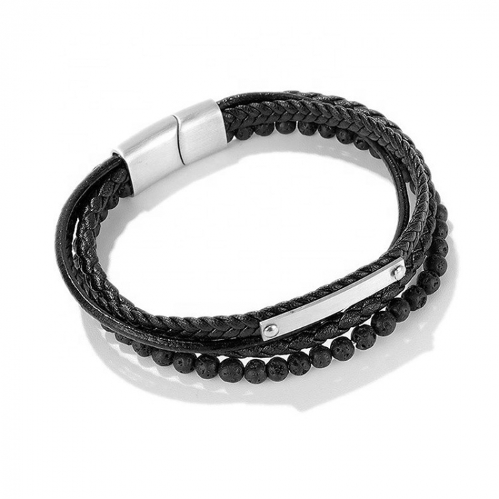 Bratara Piele Barbati Black Lava [2]