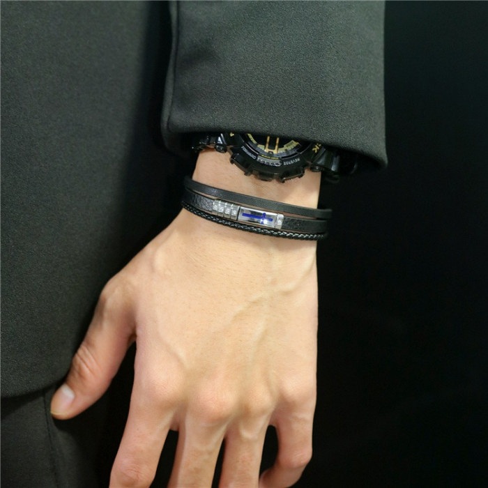 Bratara Piele Barbati Ocean Cross [4]