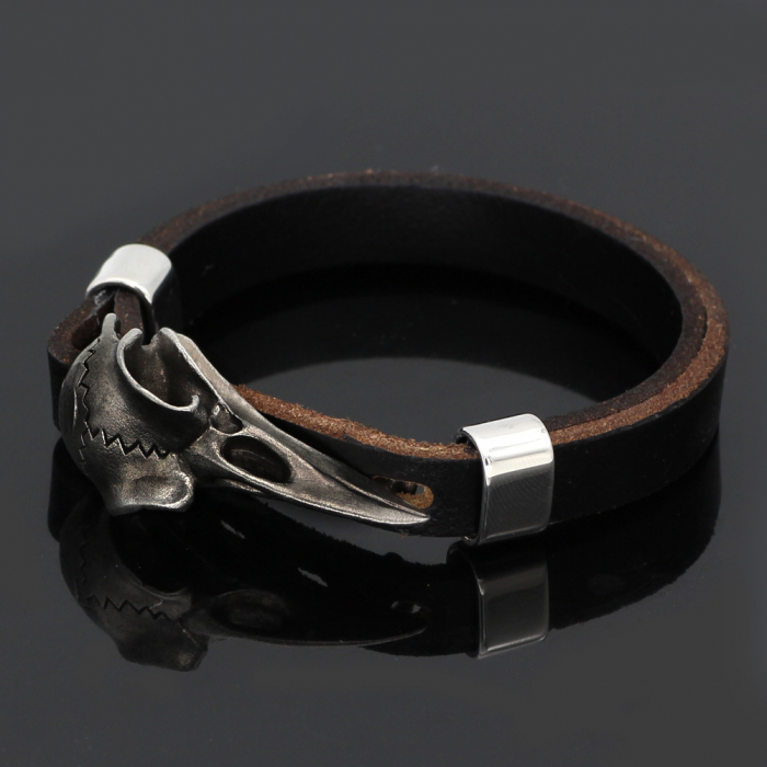 Bratara din Piele Raven Skull [2]