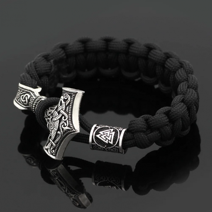 Bratara Paracord Thor Mjolnir - negru [2]