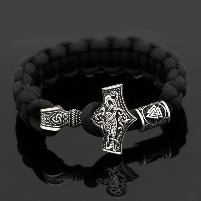 Bratara Paracord Thor Mjolnir - negru [3]