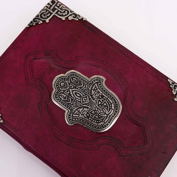 Jurnal din Piele cu pagini din hartie handmade si gravura Hamsa [5]