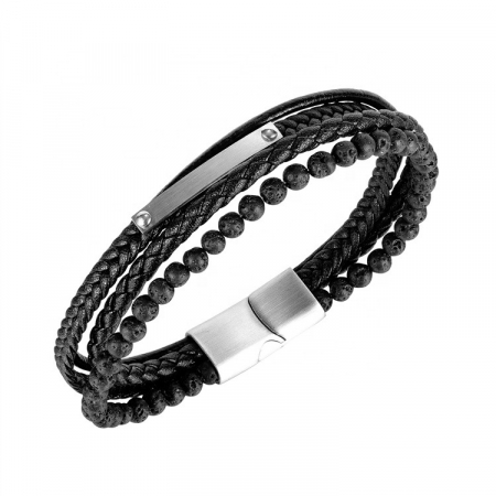 Bratari pentru EL - Bratara Piele Barbati Black Lava