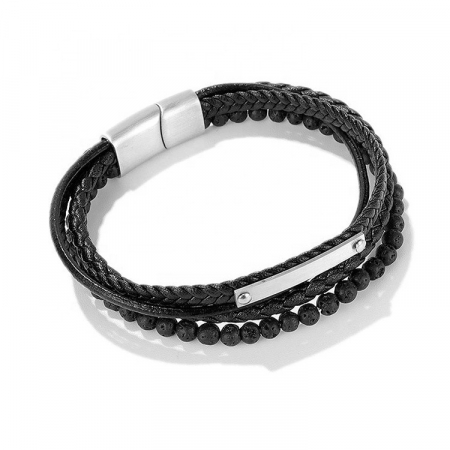 Bratara Piele Barbati Black Lava [1]