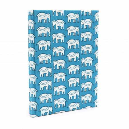 Agende si Jurnale - Agenda Handmade, coperta din bumbac imprimat manual - Elefanti