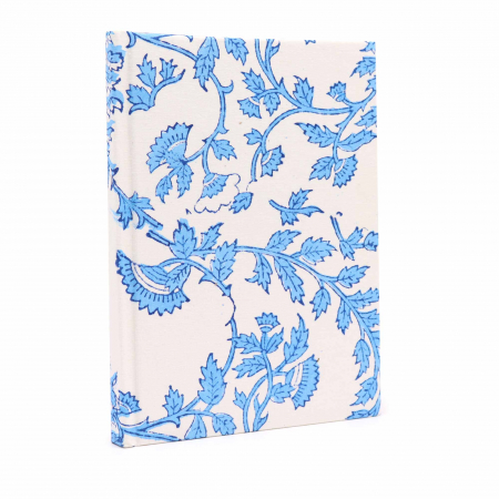 Agende si Jurnale - Agenda Handmade, coperta din bumbac imprimat manual - Floral Albastru