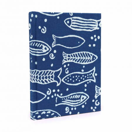 Agende si Jurnale - Agenda Handmade, coperta din bumbac imprimat manual - Pestisori
