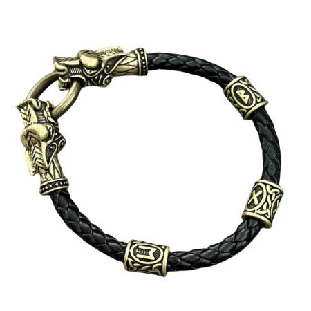 Bratari pentru EL - Bratara din Piele cu Dragoni si Rune Vikinge