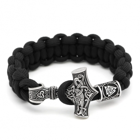 Bratari pentru EL - Bratara Paracord Thor Mjolnir - negru