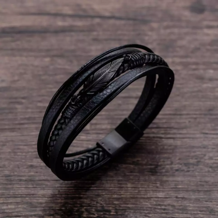 Bratara Piele Aztec Leaf Black [1]