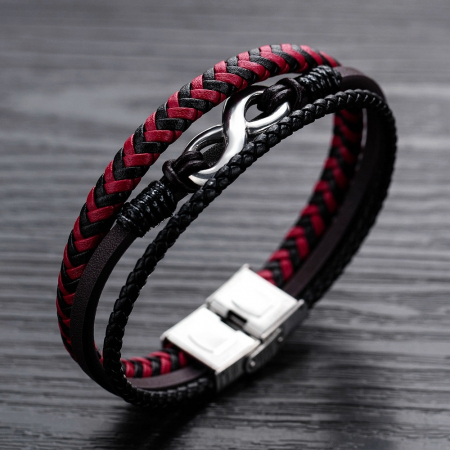 Bratara Piele Red Infinity [2]