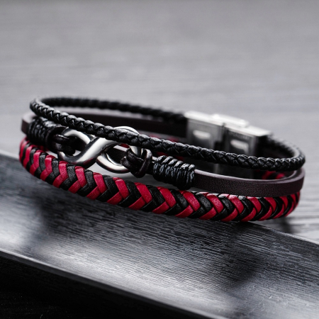 Bratara Piele Red Infinity [4]