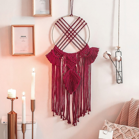 Decoratiune macrame dreamcatcher