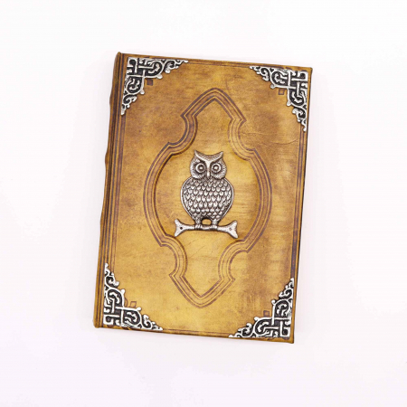Jurnal din Piele cu pagini din hartie handmade si gravura Bufnita [4]