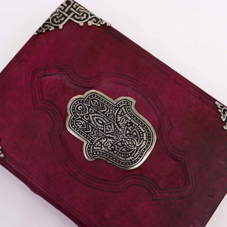 Jurnal din Piele cu pagini din hartie handmade si gravura Hamsa [4]