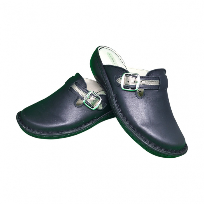 Saboti femei piele naturala 7080 negru-argintiu [2]